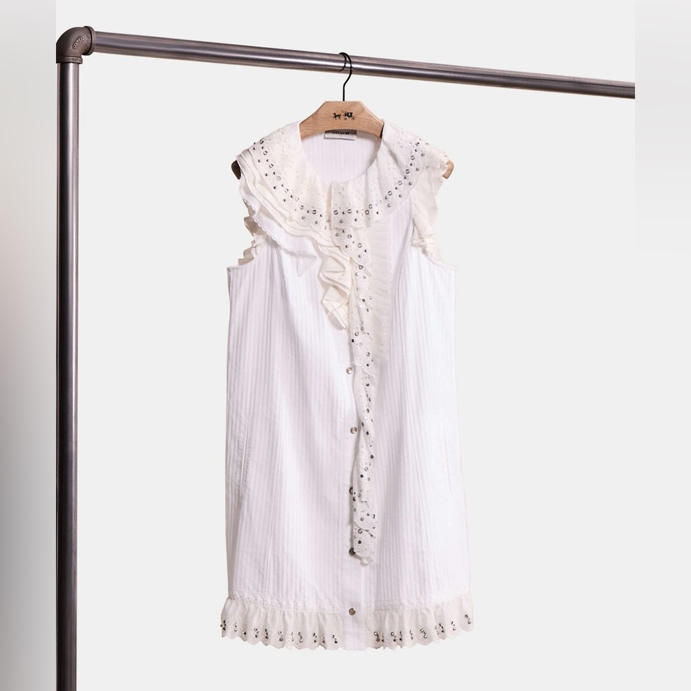Coach Ruffle Prairie Mini Dress With Studs NWT Size 2